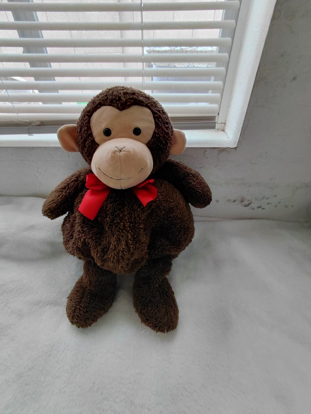 Vintage GUND Brown Plush Monkey Red Bow Tag PA-16444 CN 1017MS